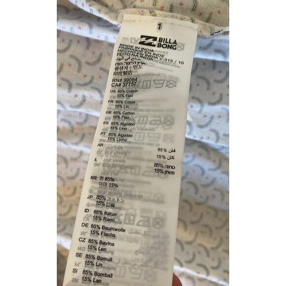 NWT Billabong Pattern Button Front Sundress Size Medium Women’s White Black - Picture 6 of 9